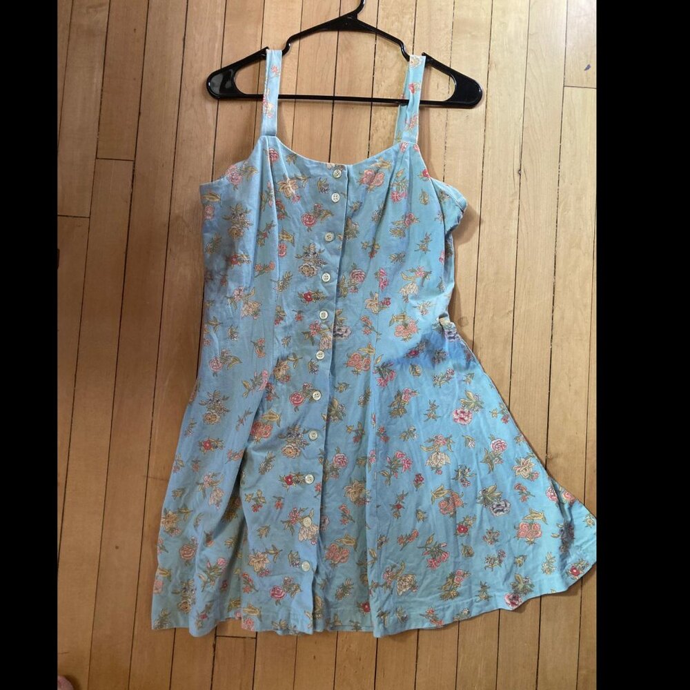 Lizsport 90s Button-Front Floral Sundress Blue — Size L